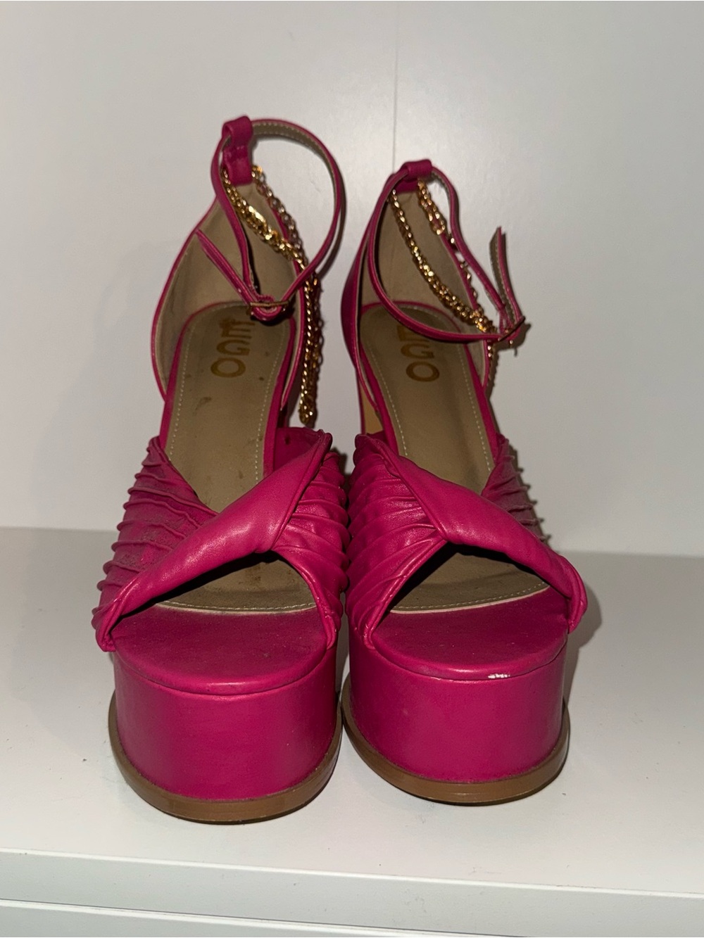 Hot Pink Fuchsia Platform Summer Heels